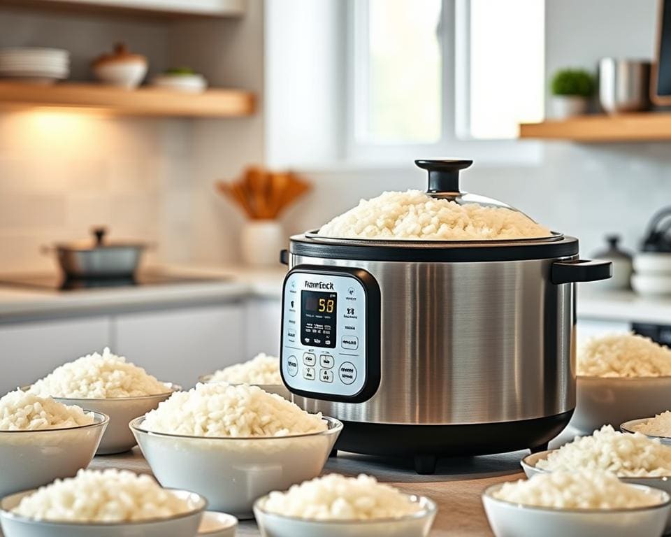 Verschillende Soorten Instructies Voor Het Koken Van Rijst. Open Pan Hogedrukkoker En Elektrische Rijstkoker Gesloten Image203607834